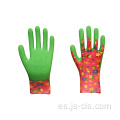 Serie de jardín Guantes de látex impresos en rojo Palma verde